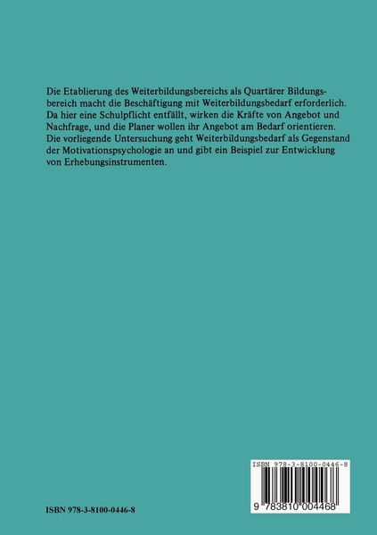 Produktbild: Motive und Weiterbildungsbedarf