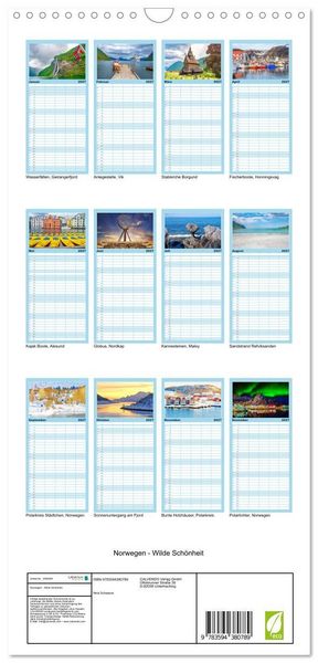 Produktbild: Familienplaner 2027 - Norwegen - Wilde Sch&ouml;nheit mit 5 Spalten (Wandkalender, 21 x 45 cm) CALVENDO