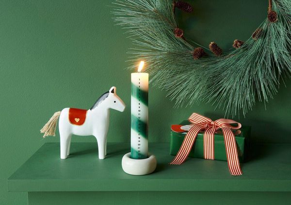 Produktbild: Adventskalender Kerze 1-24, Gr&uuml;n/Wei&szlig;