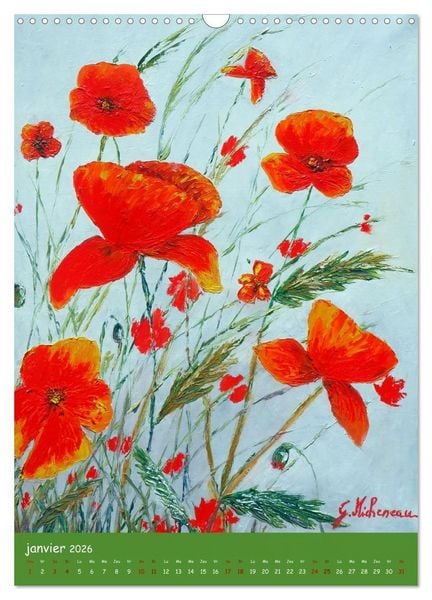 Produktbild: Coquelicots en peinture (Calendrier mural 2026 DIN A3 horizontal), CALVENDO calendrier mensuel