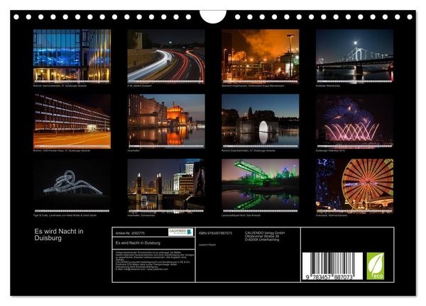 Produktbild: Es wird Nacht in Duisburg (Wandkalender 2026 DIN A4 quer), CALVENDO Monatskalender