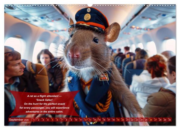 Produktbild: Funny animals as flight attendants (High Quality Premium Wall Calendar 2026 DIN A2 landscape),CALVENDO 12 Month Wall Calendar