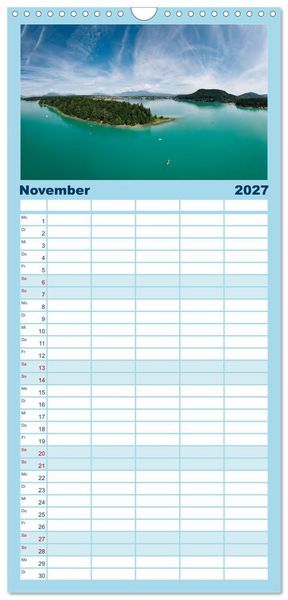 Produktbild: Familienplaner 2027 - Der wundersch&ouml;ne Faaker See in K&auml;rnten mit 5 Spalten (Wandkalender, 21 x 45 cm) CALVENDO