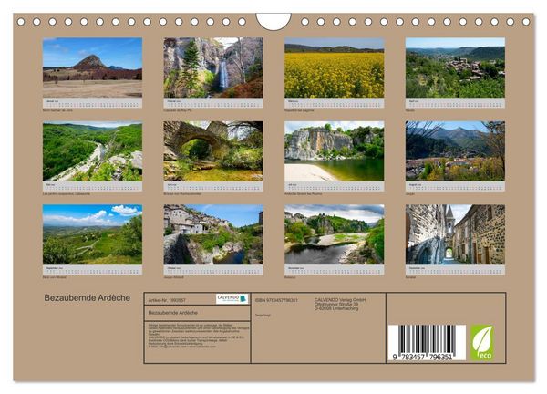 Produktbild: Bezaubernde Ard&egrave;che (Wandkalender 2026 DIN A4 quer), CALVENDO Monatskalender