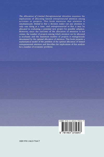 Produktbild: The Allocation of Limited Entrepreneurial Attention