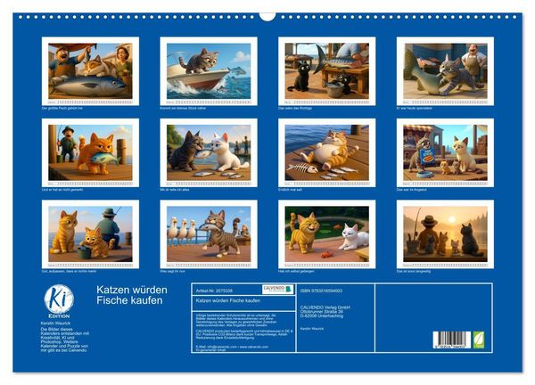 Produktbild: Katzen w&uuml;rden Fische kaufen (Wandkalender 2026 DIN A2 quer), CALVENDO Monatskalender