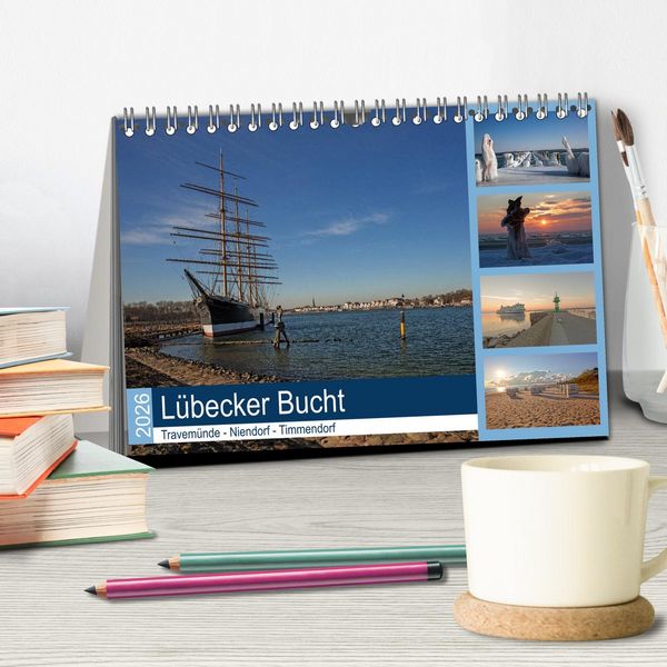 Produktbild: L&uuml;becker Bucht - Travem&uuml;nde - Niendorf - Timmendorf (Tischkalender 2026 DIN A5 quer), CALVENDO Monatskalender