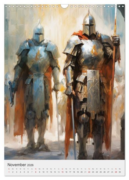 Produktbild: Das fesselnde Rittertum. Faszination Mittelalter in tollen Fantasy-Illustrationen (Wandkalender 2026 DIN A3 hoch), CALVENDO Monatskalender