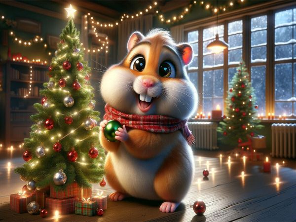 Produktbild: CALVENDO Puzzle Weihnachtswunderland: Ein Hamster im Kerzenschein | 1000 Teile Lege-Gr&ouml;&szlig;e 64x48cm Foto-Puzzle f&uuml;r gl&uuml;ckliche Stunden