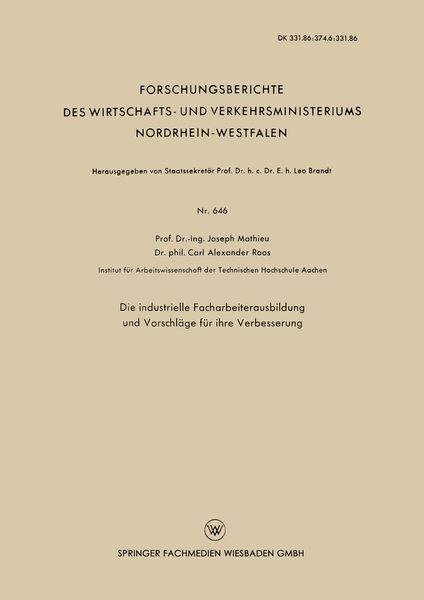 Produktbild: Die industrielle Facharbeiterausbildung und Vorschl&auml;ge f&uuml;r ihre Verbesserung