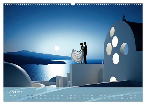 Produktbild: Santorini, Griechenland -Romatische Abendstimmung- (hochwertiger Premium Wandkalender 2026 DIN A2 quer), Kunstdruck in Hochglanz