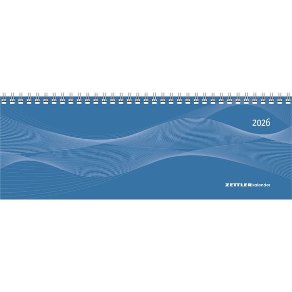 Produktbild: Tisch-Querkalender Profi blau 2026 - Büro-Planer 29,7x10,5 cm - Tisch-Kalender - 1 Woche 2 Seiten - Ringbindung - Zettler
