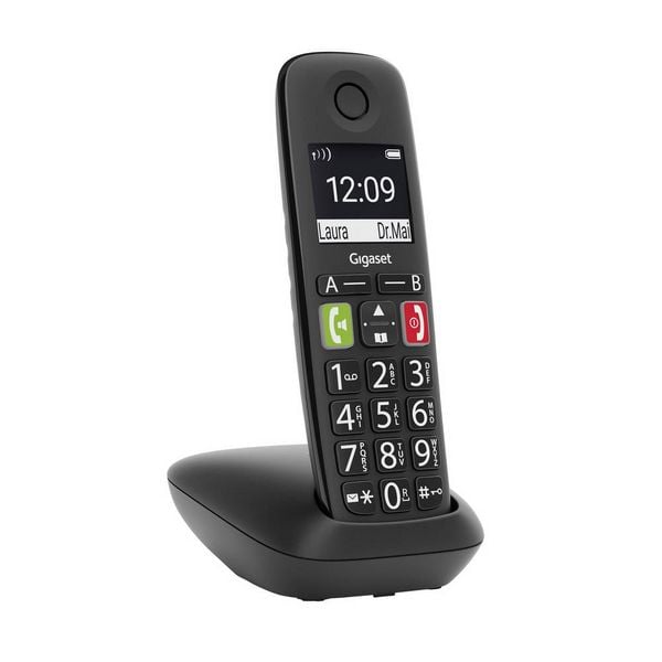 Produktbild: Gigaset E290 DECT/GAP Schnurloses Telefon analog f&uuml;r H&ouml;rger&auml;te kompatibel, Freisprechen, Babyphone Schwarz