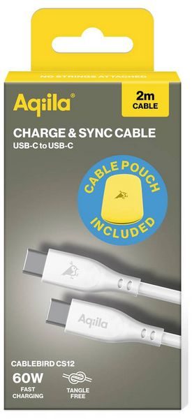 Produktbild: Aqiila Cablebird CS12 USB-C&reg; Kabel USB 2.0 USB-C&reg; Stecker 2.00m Wei&szlig; AQCBPBIC2SI829