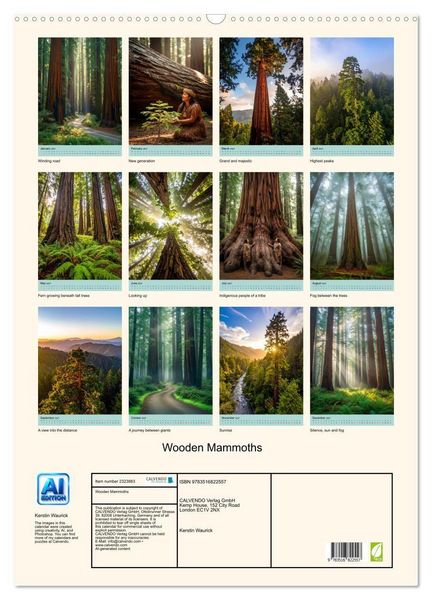 Produktbild: Wooden Mammoths (Wall Calendar 2027 DIN A2 portrait), CALVENDO 12 Month Wall Calendar