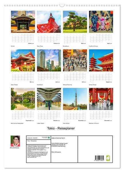 Produktbild: Tokio - Reiseplaner (Wandkalender 2026 DIN A2 hoch), CALVENDO Monatskalender