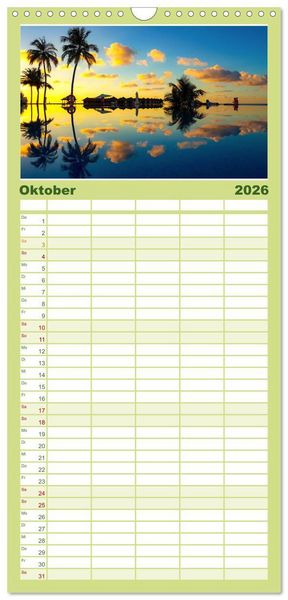 Produktbild: Familienplaner 2026 - Malediven - Wei&szlig;e Str&auml;nde und T&uuml;rkises Meer. mit 5 Spalten (Wandkalender, 21 x 45 cm) CALVENDO