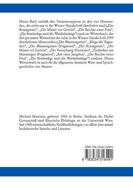 Produktbild: Die Minnereden der Wiener Handschrift 2959
