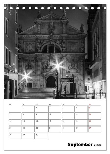 Produktbild: MONOCHROMES VENEDIG Klassische Momente (Tischkalender 2026 DIN A5 hoch), CALVENDO Monatskalender