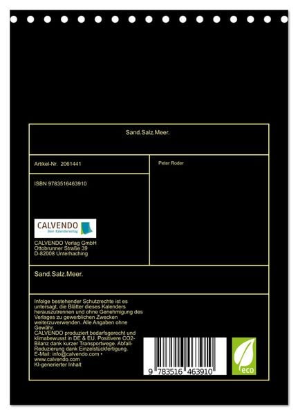 Produktbild: Sand.Salz.Meer. (Tischkalender 2026 DIN A5 hoch), CALVENDO Monatskalender