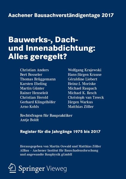 Produktbild: Aachener Bausachverst&auml;ndigentage 2017