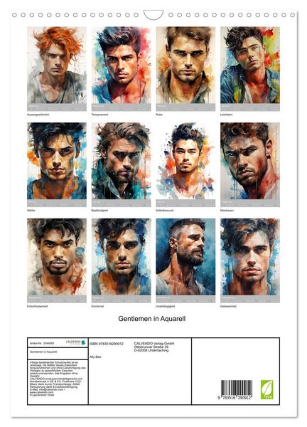 Produktbild: Gentlemen in Aquarell (Wandkalender 2026 DIN A3 hoch), CALVENDO Monatskalender