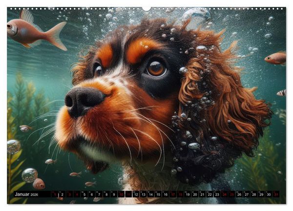 Produktbild: Badespa&szlig; - Hunde unter Wasser (hochwertiger Premium Wandkalender 2026 DIN A2 quer), Kunstdruck in Hochglanz