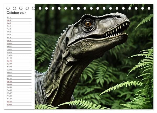 Produktbild: AI Dino Delights Mesmerizing Views of Prehistoric Life (Desk Calendar 2027 DIN A5 landscape), CALVENDO 12 Month DeskCalendar