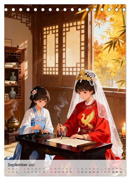 Produktbild: Hanfu und Herzensbande (Tischkalender 2027 DIN A5 hoch), CALVENDO Monatskalender