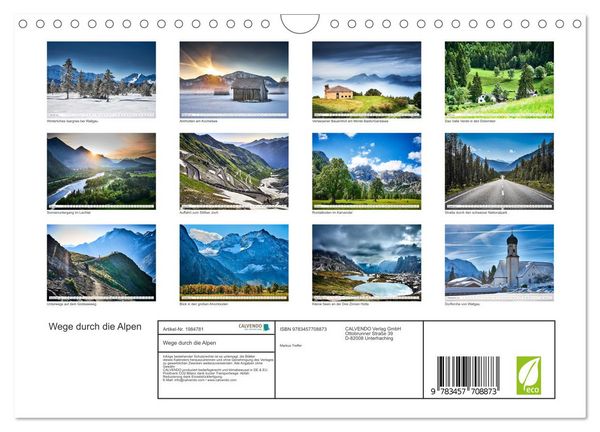 Produktbild: Wege durch die Alpen (Wandkalender 2026 DIN A4 quer), CALVENDO Monatskalender