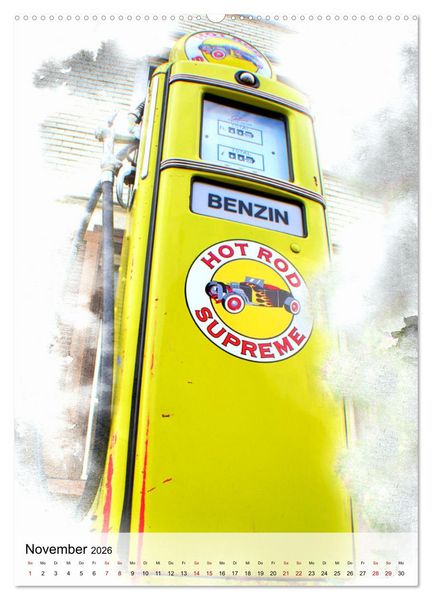 Produktbild: Gasoline - Vintage Tanks&auml;ulen in Szene gesetzt (Wandkalender 2026 DIN A2 hoch), CALVENDO Monatskalender