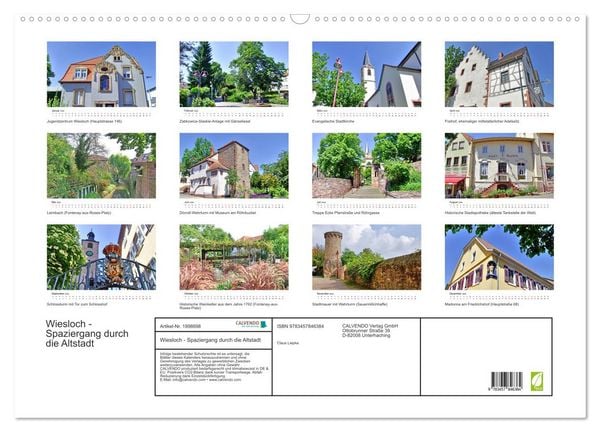 Produktbild: Wiesloch - Spaziergang durch die Altstadt (Wandkalender 2026 DIN A2 quer), CALVENDO Monatskalender