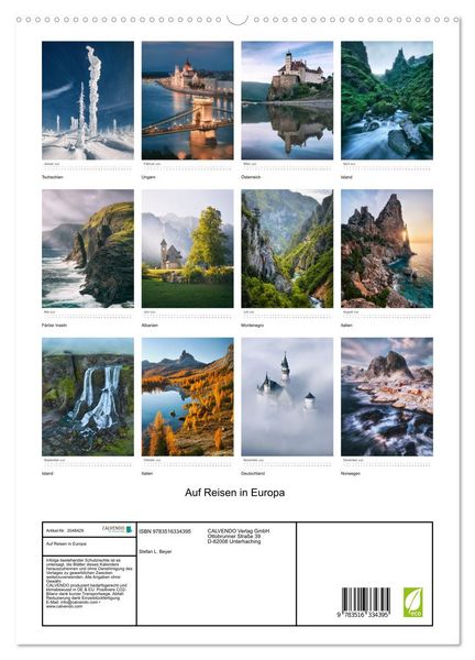 Produktbild: Auf Reisen in Europa (hochwertiger Premium Wandkalender 2026 DIN A2 hoch), Kunstdruck in Hochglanz