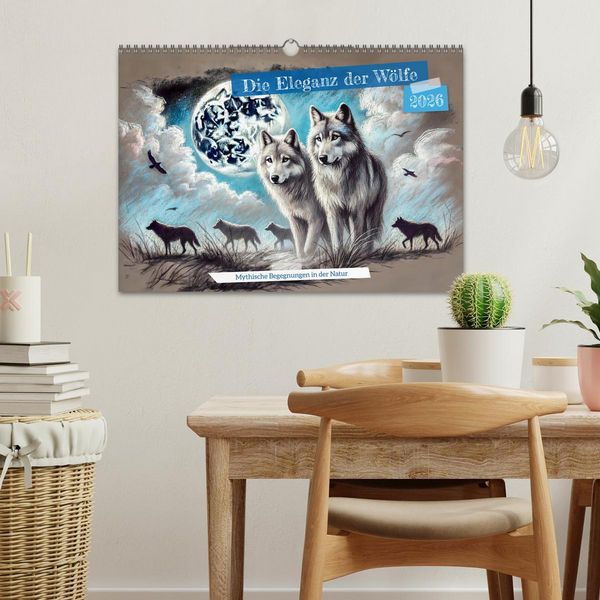 Produktbild: Die Eleganz der W&ouml;lfe - Mythische Begegnungen in der Natur (Wandkalender 2026 DIN A3 quer), CALVENDO Monatskalender