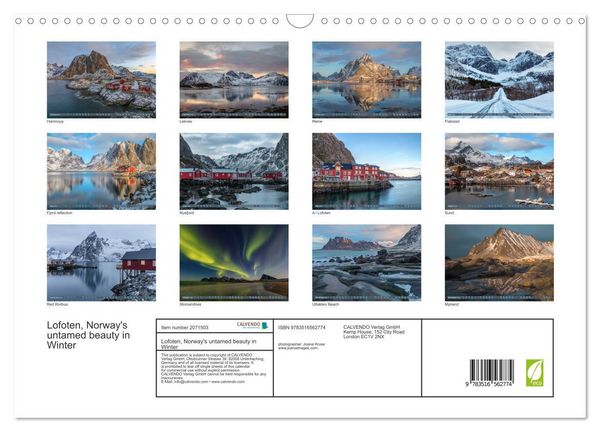 Produktbild: Lofoten, Norway's untamed beauty in Winter (Wall Calendar 2026 DIN A3 landscape), CALVENDO 12 Month Wall Calendar