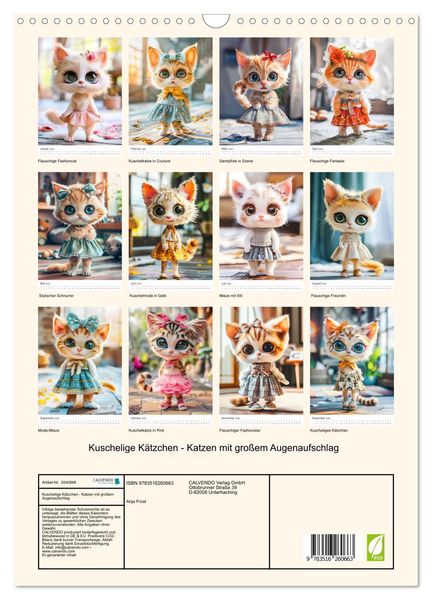 Produktbild: Kuschelige K&auml;tzchen - Katzen mit gro&szlig;em Augenaufschlag (Wandkalender 2026 DIN A3 hoch), CALVENDO Monatskalender