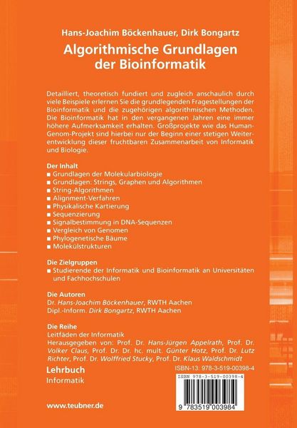 Produktbild: Algorithmische Grundlagen der Bioinformatik