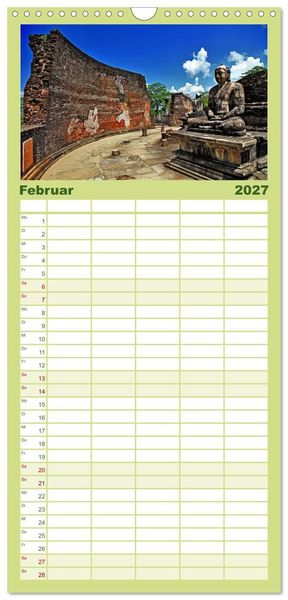 Produktbild: Familienplaner 2027 - Sri Lanka mit 5 Spalten (Wandkalender, 21 x 45 cm) CALVENDO