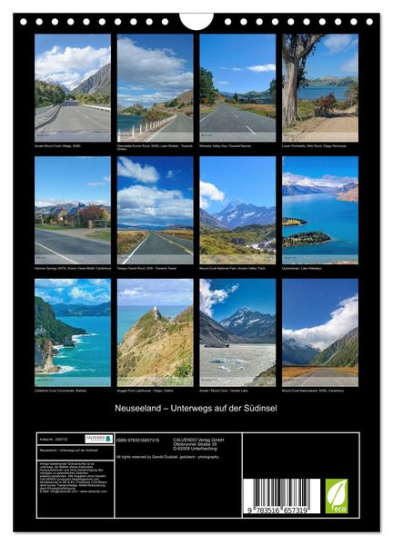 Produktbild: Neuseeland &ndash; Unterwegs auf der S&uuml;dinsel (Wandkalender 2026 DIN A4 hoch), CALVENDO Monatskalender