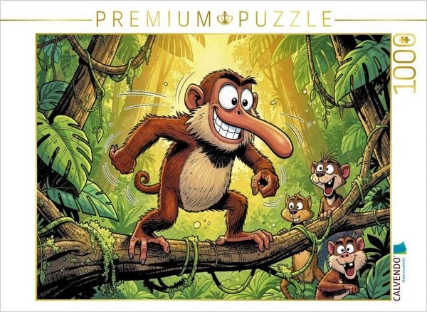 CALVENDO Puzzle Ein Motiv aus dem Kalender Lustige Nasenaffen - Comic | 1000 Teile Lege-Größe 64x48cm Foto-Puzzle für glückliche Stunden
