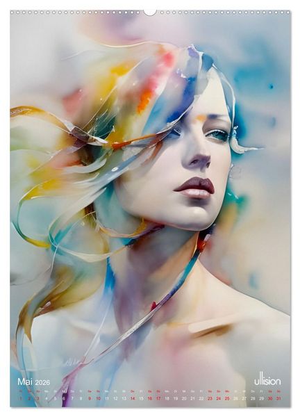 Produktbild: WILD FREI SCH&Ouml;N Aquarell-Portraits (hochwertiger Premium Wandkalender 2026 DIN A2 hoch), Kunstdruck in Hochglanz