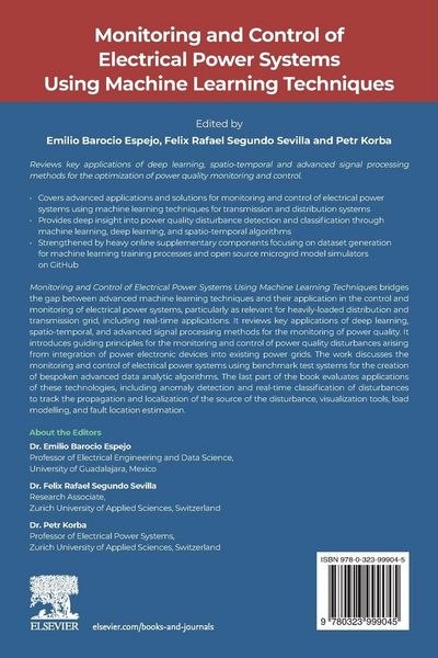 Produktbild: Monitoring and Control of Electrical Power Systems using Machine Learning Techniques
