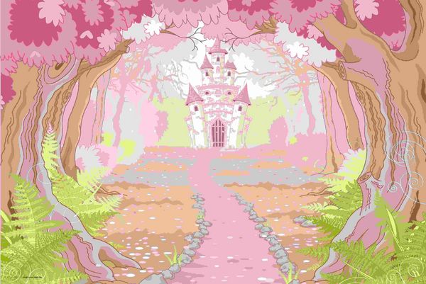 Produktbild: Cover-your-desk Schreibtischunterlage f&uuml;r Kinder und Erwachsene M&auml;rchenschloss im rosa Zauberwald, aus hochwertigem Vinyl , 60 x 40 cm