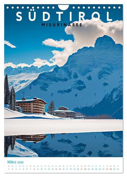 Produktbild: S&uuml;dtirol - Old School Poster Style (Wandkalender 2026 DIN A4 hoch), CALVENDO Monatskalender