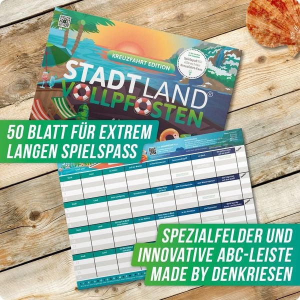 Denkriesen - Stadt Land Vollpfosten® - Kreuzfahrt Edition - "schiff Ahoi!" - A4