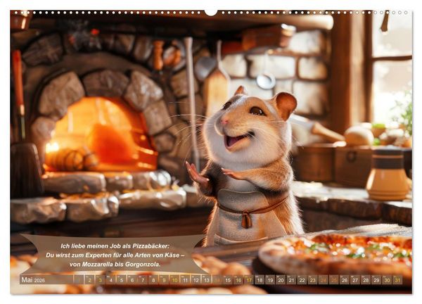 Produktbild: Tierisch lustige Pizzab&auml;cker (hochwertiger Premium Wandkalender 2026 DIN A2 quer), Kunstdruck in Hochglanz
