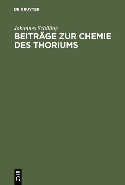 Produktbild: Beitr&auml;ge zur Chemie des Thoriums