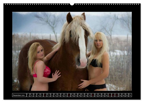Produktbild: Titanen Girls 2026 - erotische Frauen und starke Pferde (Wandkalender 2026 DIN A2 quer), CALVENDO Monatskalender