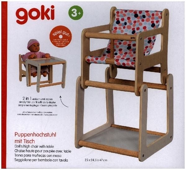 Puppenhochstuhl mit Tisch, 2in1