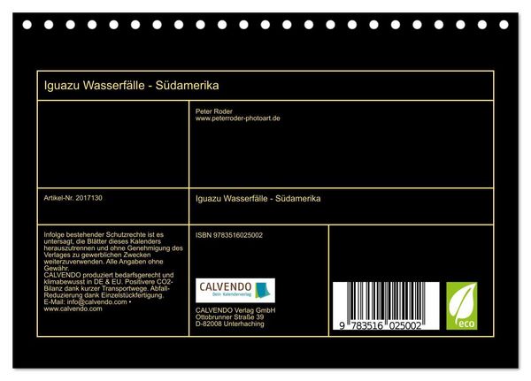 Produktbild: Iguazu Wasserf&auml;lle - S&uuml;damerika (Tischkalender 2026 DIN A5 quer), CALVENDO Monatskalender